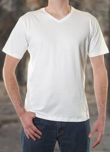 Camisa de Hombre de Lujo con Cuello en V, Tejido Orgánico, Sostenible, Suave, Transpirable, Manga Corta, Estilo Urbano, Ropa Lisa de Fábrica - Product Image 3