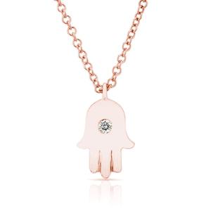 Collar con Colgante Hamsa de Diamante Cultivado en Laboratorio con Corte Radiante en Oro de 14K o Plata, Símbolo de Protección, Joyería de Moda Minimalista de Lujo - Product Image 2