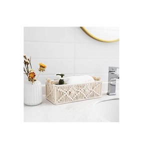 Cesta de Almacenamiento Grande de Macramé Hecha a Mano al por Mayor, Cesta Hueca Tejida a Mano de Cuerda de Algodón con Asa, Decoración Boho, MKI Uttar Pradesh - Product Image 1
