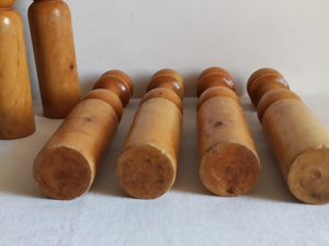 Handmade Polished Round Wooden <b>Bowling</b> Pins Natural Wood Indoor Outdoor Family Party Game - Product Image 2
