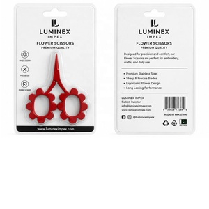 Mini ciseaux de broderie Tournesol Rouge et Bleu Aqua Vert, lames en acier inoxydable, pour droitiers, à effiler, manche court - Product Image 1