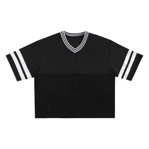 เสื้อเบสบอลตาข่ายสีดำแบบยูนิเซ็กซ์ แขนสั้น คอวี ระบายอากาศ แห้งเร็ว ผลิตจากโพลีเอสเตอร์ 100% โลโก้ด้านหน้า สำหรับผู้ใหญ่ ทุกฤดูกาล - Product Image 1