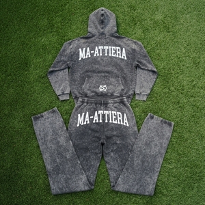 Conjunto de Sudadera Oversize Gris Lavado Personalizado y Pantalones Anchos de Felpa para Mujer, Chándal de Algodón Estilo Urbano OEM ODM - Product Image 6
