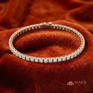 สร้อยข้อมือเทนนิสโมอิสซาไนต์ทรงเจ้าหญิงชุบทองคำสีกุหลาบสำหรับผู้หญิง เบเวอร์ลี่ฮิลส์ เครื่องประดับแฟชั่นสุดหรู ของขวัญ - Product Image 4