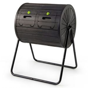 Compostiera a Doppia Camera da 37,5 Galloni, Rotante a 360 Gradi, con Lame Agitatrici e Aeratori per Compost Nero - Product Image 1