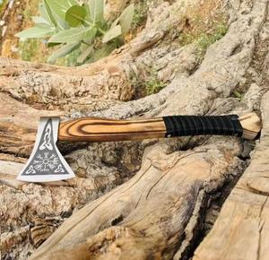 Custom Gift High Quality Carbon Steel Blade Hammer <b>Axe</b> Handcrafted Wooden <b>Handle</b> Survival - Product Image 2