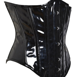 Robe moulante mini en cuir PU noir avec col carré et design contrasté pour femmes adultes - Product Image 4