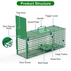 Trappola per animali vivi in ferro zincato, facile da montare, per procioni, armadilli, marmottini, muskr-pet - Gabbie per animali - Product Image 3