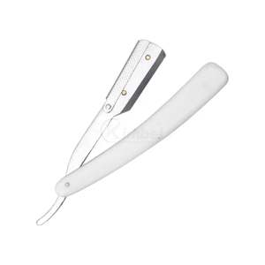 Rasoir droit noir et blanc, outil de rasage professionnel pour salon, shavette manuelle, logo personnalisé OEM ODM - Product Image 5