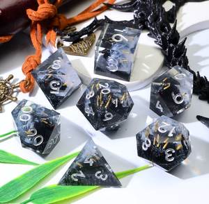 Offre Spéciale – Jeu de dés en résine à bords tranchants, motif rayé, couleur personnalisable, finition polie, pour jeux de rôle - Product Image 3