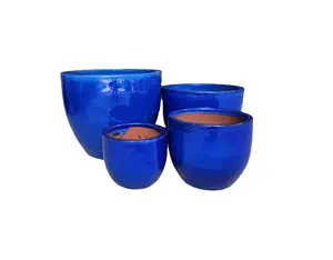 Vasos grandes de cerâmica para plantas de jardim, vasos de flores de argila azul para berçário, grandes suprimentos de jardim para plantio