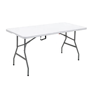 Table pliante portable 5FT avec plateau HDPE facile à nettoyer, idéale pour le bureau, le camping, le jardin, les banquets, la terrasse, avec structure en acier thermolaqué.