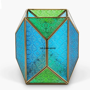 <b>Moroccan</b> Metal Lanterns Luxury Floor Set of 2 for Tabletop Home <b>Decor</b> Rustic Antique Gold Lantern Wedding Indoor Use - Product Image 4