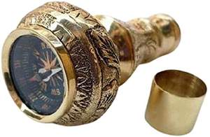 Poignée de canne nautique en laiton de style designer avec boussole intégrée, idéale pour tous types de marche - Product Image 2