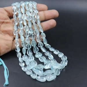 ลูกปัดสีน้ำเงินอมเขียวธรรมชาติสำหรับทำเครื่องประดับเม็ด100% เรียบ8-14มม. - Product Image 1