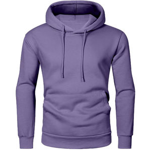 Sweat-shirts à capuche pour hommes en coton uni de couleur violette, style hip-hop, surdimensionnés - Product Image 4