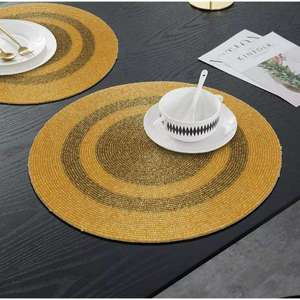 Modern Designed Large Round Shaped Bead <b>Placemat</b> With <b>Grey</b> Black Indoor Parties Centre Table Decorative Runners for Home Hotels - Product Image 3