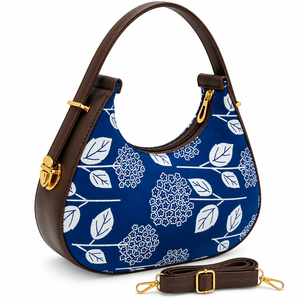 Sac hobo multi-imprimé floral pour femme en tissu de coton, bandoulière réglable, fermeture éclair, résistant à l'eau, doré - Product Image 1