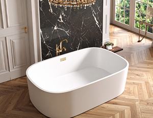 Meilleure baignoire autoportante moderne de 1700 mm en surface solide artificielle avec drain pour usage domestique et hôtelier - Product Image 3