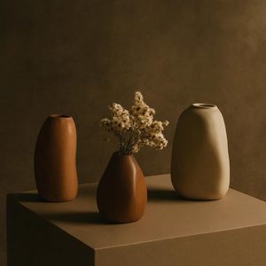 Vase à fleurs en céramique marron moderne, ovale, pour table, décoration florale, centre de table - Product Image 2