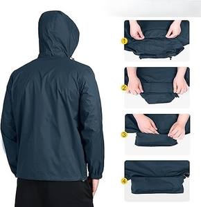New Custom Logo <b>Men</b> Canvas <b>Reflective</b> Hooded Windbreaker Streetwear <b>Jacket</b> with Pocket for Outdoor - Product Image 3