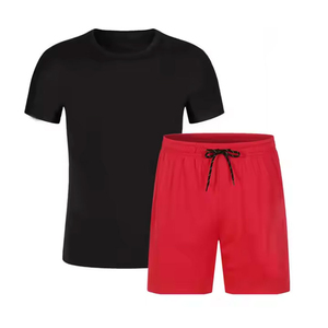 Ensemble deux pièces décontracté pour homme, en coton respirant et à séchage rapide, avec logo personnalisé, haute qualité, manches courtes, coupe ajustée, longueur genou, design 2-en-1, collection automne - Product Image 4