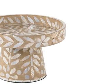 Magnifique support à gâteau en nacre, présentoir à gâteau en forme de coquillage floral caramel avec bordure pour une présentation haut de gamme - Product Image 2
