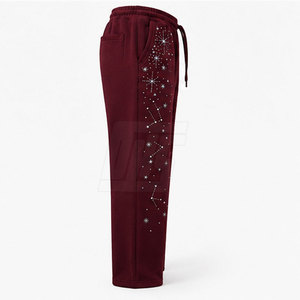 Street Style <b>Men</b> Rhinestone Pants Slim Fit Casual <b>Trousers</b> With Decorative Stone Contemporary Look And Comfortable Construction - Product Image 3