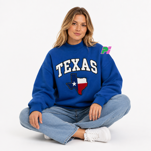 Sudadera de cuello alto para mujer, otoño/invierno, con parche bordado de la bandera de Texas, estilo casual oversize, 100% algodón polar transpirable - Product Image 5