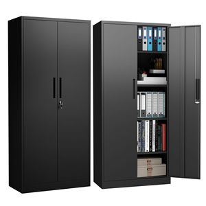 72" <b>Tall</b> <b>Metal</b> Garage Storage <b>Cabinet</b> Black Locking Tool <b>Cabinet</b> with 4 Shelves - Product Image 1