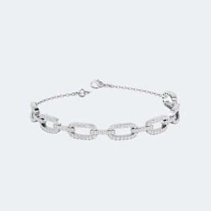 Elegante Brazalete de Plata de Ley 925 con Diamante Cultivado en Laboratorio de Corte Brillante Redondo para Mujer, Brazalete de Lujo para Aniversario, Certificado IGI SGL - Product Image 1