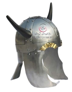 Casque d'armure de chevalier médiéval Viking en métal argenté, décoration antique pour la maison ou le bureau, décoration d'Halloween, costume portable historique - Product Image 1