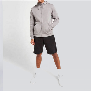 Conjunto de dos piezas para hombre, sudadera con capucha y pantalones cortos, chándal con cremallera, conjunto deportivo transpirable de forro polar, ropa de estar para invierno, chándal ecológico para hombre - Product Image 1