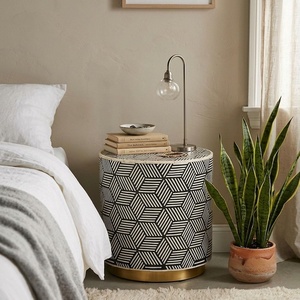 Top Trending Luxury Stylish Handmade Wood & Bone Inlay <b>Stool</b> Ottoman for Living Room Furniture Eco-Friendly Customized Design - Product Image 4