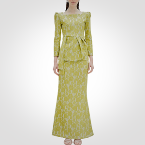 Conjunto Completo para Mujer SIPO Eid 2024 Raya, Cuello Cuadrado con Hombros Abullonados Mini, Baju Kurung Moderno con Forro de Encaje, Estilo Malasia Musulmana - Product Image 1