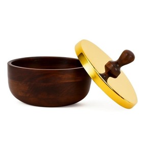 Hot selling Wooden Bowl with Gold-Plated <b>Lid</b> and Wooden Knob for Functional and <b>Decorative</b> Storage and Serving Solution - Product Image 1
