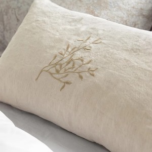 Linen Cushion Cover Rectangle Embroidered Plant Design Nordic Style Home Decor <b>Pillow</b> <b>Case</b> Solid Color - Product Image 1