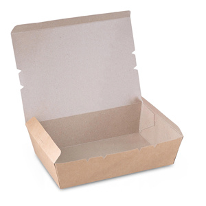 Barquette en carton kraft blanc enduit, biodégradable, résistante à la graisse, imprimée numériquement, pour emballage alimentaire (gâteaux, pâtes, plats à emporter) - ECOCARE - Product Image 1