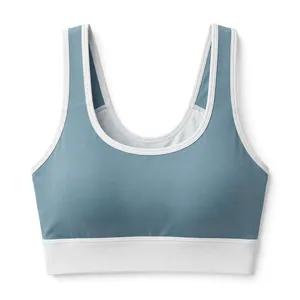 Amkoor Soutien-gorge de sport bleu clair pour femme, sans armatures, dos nageur, couvrance complète, séchage rapide, respirant, en Spandex et Nylon, toutes saisons - Product Image 1