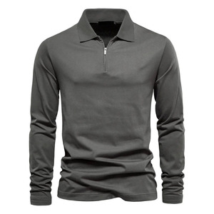 Wholesale Men Long Sleeve Polo Shirt Custom Logo Casual Business Turn <b>Down</b> Collar Breathable Cotton Plain Polo Shirts Bulk - Product Image 3
