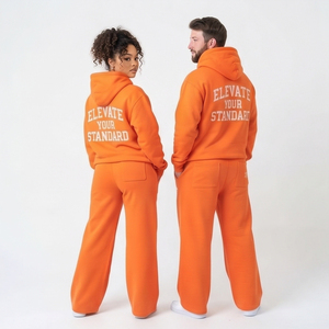 100% Cotton Fleece Zipper Hoodie <b>Sweatpants</b> Winter Heavyweight Zipper Tracksuit Men Women <b>Oversized</b> Printed Tracksuits Unisex - Product Image 2