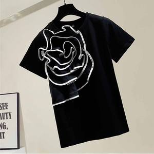<b>Top</b> Selling Fashion High Women's T-shirt Fashion O-neck Loose Casual Your logo Short Sleeve Ladies T-shirt - Product Image 2