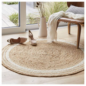 Tapis de Jute Tressé Rond Grand Tapis de Jute Extérieur avec Design Différent et Tapis Rond Tressé de Jute Imprimé de Couleur d'Inde - Product Image 3