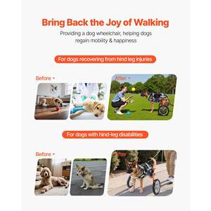 Легкая ручная инвалидная коляска для крупных животных, 2-колесная тележка для собак с амортизирующими колесами, регулируемая по ширине и длине, для травмированных и инвалидных животных - Product Image 2
