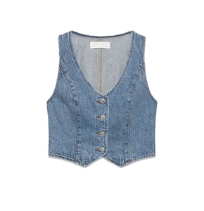 Chaleco de mezclilla sin mangas personalizable para niñas, ropa exterior informal de algodón transpirable de alta calidad. - Product Image 1