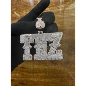 Colgante con Letra Personalizada TEZ con Diamantes VVS Cultivados en Laboratorio y Eslabón de Diseño con Forma de Bolsa de Dinero - Product Image 1