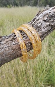 Slim <b>Resin</b> Classic Vintage Bangles with Carved Floral Design and Crown Shape Stackable Women's Cuff Bracelet - Product Image 2
