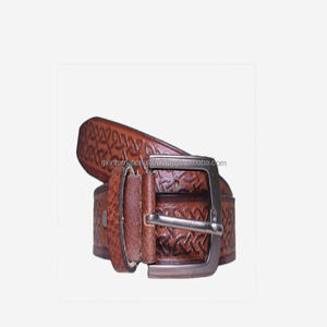 Nouvelle ceinture d'outillage en cuir occidental à la mode pour hommes en relief rétro sculptée à la main avec boucle ardillon en laiton vintage ceinture en cuir usiné - Product Image 2