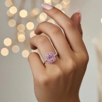 Bague de fiançailles de luxe certifiée en argent sterling 925 plaqué or 18 carats avec moissanite rose taille émeraude 7x9mm sertie à griffes, 5 grammes