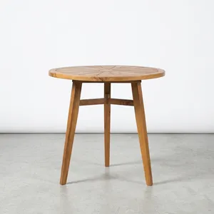 Mesa Redonda Moderna de Madera para Exteriores, Acabado Natural Resistente para Patio y Jardín - Product Image 2
